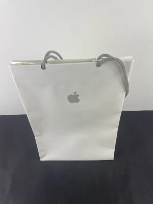 BOLSA DE MANZANA Blanca y Gris Papel Mate Resistente Regalo/Bolsa de Compras 8"x11"x5" Vacía Foto 1 de 4