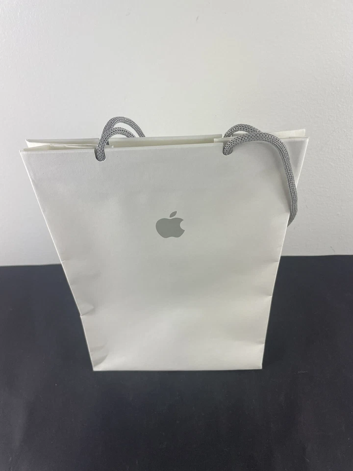 APPLE BAG White & Gray Sturdy Matte Paper Gift / Shopping BAG 8"X11"X5" Empty - Image 1 of 4