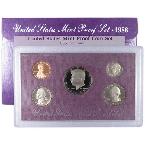 1988 Proof Set U.S. Mint Original Government Packaging OGP Collectible Cover