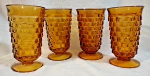 Whitehall Tumblers Amber Color Set of 4 Vintage Indiana Glass - Picture 1 of 15