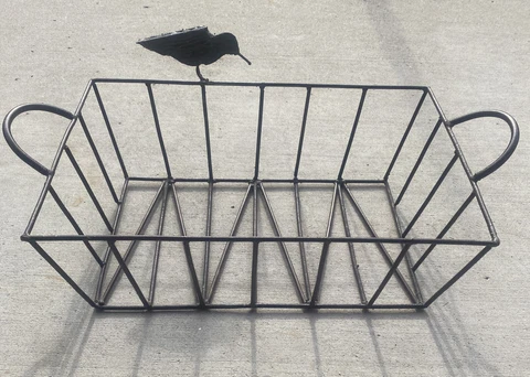 Large Vintage Brown Steel Metal Wire Basket With Metal Bird 20”x14” Cover