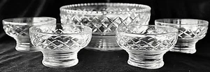 Vintage Stuart Crystal Desert Bowl Set Large Bowl and 4 footed serving bowls - Picture 1 of 10