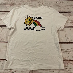 Vans Shirt Boys Large Short Sleeve Casual Crew Neck Lightweight Outdoors White - Picture 1 of 7