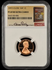 1999 S Lincoln Cent NGC PF69 RD UCAM Close AM Bill Fivaz Signature Label - Picture 1 of 3
