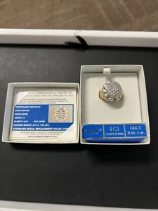 Estate 10k Solid Yellow Gold 2.0 TCW Diamond Men's Ring w/ Box & Cert. ( s11 ) - Picture 1 of 14