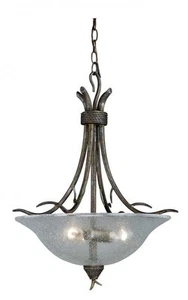 Autumn Patina And Clear Seeded Glass Chandelier/Pendant Orig $480 - Picture 1 of 1