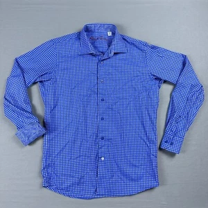 Robert Graham Shirt Mens 18 XL Blue Check Long Sleeve Paisley Flip Cuff - Bild 1 von 10