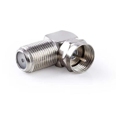 90 Degree F Type Screw Connector Adapter Coax Right Angled Plug to Socket - Image 1 of 4