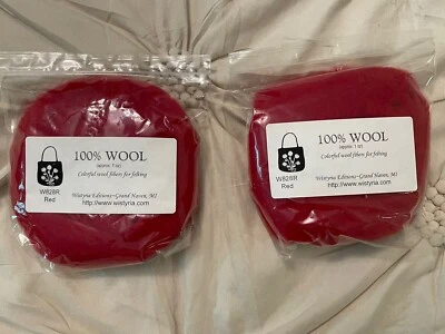 Wistyria Red Lot 2 Packages Wool Roving Felting 1 Oz Ounce Art Craft Needle Spin - Image 1 of 2