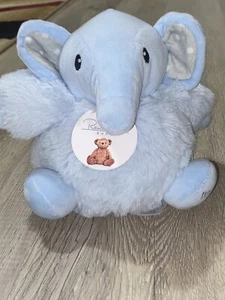 Rene Rofe Baby Toy MY 1st ELEPHANT Blue Plush Pudgy Soft Stuffed Animal Dots - Picture 1 of 4