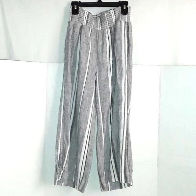 Pantalones para mujer de tela y piedra talla pequeña mezcla de lino cintura ajustada boho recortados  Foto 1 de 4
