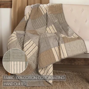 Sawyer Mill Charcoal Block Patchwork Quilted Throw Country Cotton VHC Brands - Picture 1 of 5