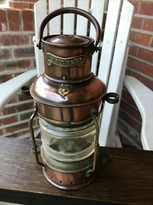 Vintage Brass Oil Lamp Maritime Ship Lantern-Anchor Boat Light lamp Nautical New - Image 1 of 4