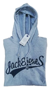 Jack & Jones Hoodie Nice Men's Gray T-Shirt Size L Long Sleeves Cotton Pullover - Picture 1 of 10