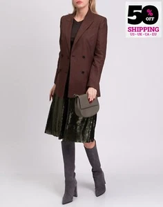 8 Linen Blazer Jacket Size IT 40 / S Brown Double Breasted Made in Italy RRP€150 - Picture 1 of 9