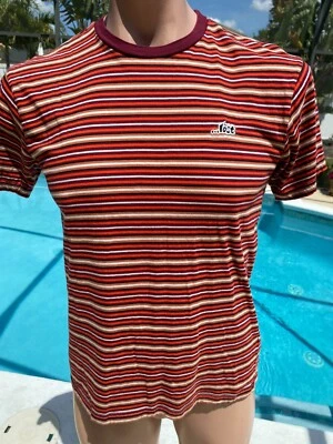 Vintage Lost Skateboard Striped Ringer Orange Red Mens T Shirt M Medium - Image 1 of 4