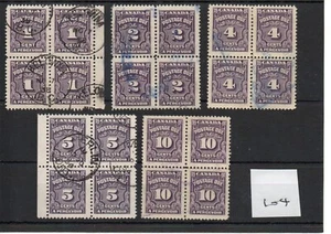Canada - (104) 1935 onw. Postage Dues 5 values - blocks of 4 used - SG Cat £28 - Picture 1 of 1
