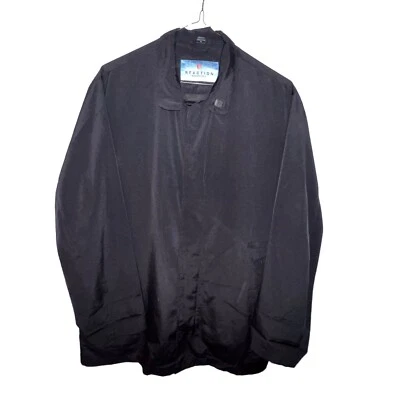 Kenneth Cole Reaction Mens Black Rain Jacket Medium Full Zip Magnetic Button - Image 1 of 4