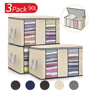 3X Underbed Clothes Storage Bags Zipped Organizer Cube Closet Boxes Dustproof UK