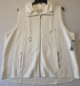 Erin London Vest Women’s Size 2X Full Zip Ivory With Pockets Silver Accents NEW - Picture 1 of 14