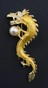 Broche Dragon Gardien de la perle sacrée Protecteur des Eléments 26798 - Picture 1 of 2