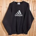 VTG Adidas Crewneck Sweatshirt Faded Black Made In USA Cotton Poly Blend Sz L