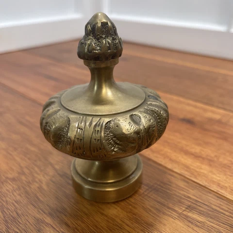 Solid Brass Knob Finial Large, Detailed, Tall,  Lamp Topper Vintage - Very Nice Cover