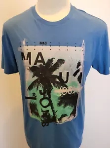 New Men's XL Maui and Sons Palm Fusion Deep Water Graphic Short Sleeve Shirt - Picture 1 of 5
