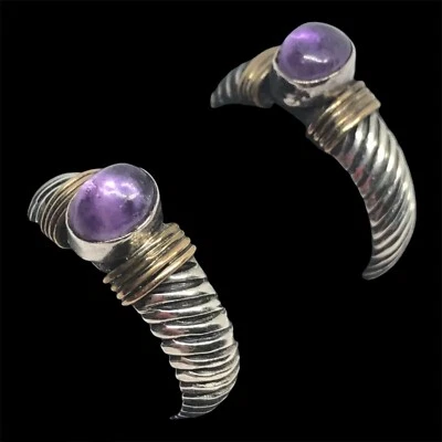 Pendientes de aro abiertos de plata de ley de 1/20 de oro de 12 quilates Amtysit  Foto 1 de 4