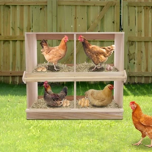Chicken Nesting Box, 4 Compartment Wooden Nesting Boxes for Chickens w/ Perches - Picture 1 of 17