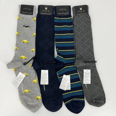 Lote de 4 calcetines de vestir Banana Republic para hombre talla única gris azul amarillo media pantorrilla Foto 1 de 4