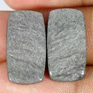 Coppia Cuscini Ossidiana Argento Lucido Naturale 17,10Cts Cabochon Pietra Preziosa Sciolta - Foto 1 di 5