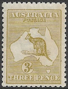 THIRD WMK Kangaroo 3d Light olive Die IIB sg37e cv£60 lightly hinged mint - Picture 1 of 2