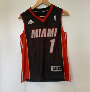 Adidas Miami Heat NBA Chris Bosh #1 Basketball Jersey Size Medium Red Black - Picture 1 of 10