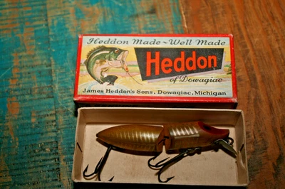 Señuelo flotador vintage Heddon River Runt cuchara en caja original Dowagiac Michigan Foto 1 de 4