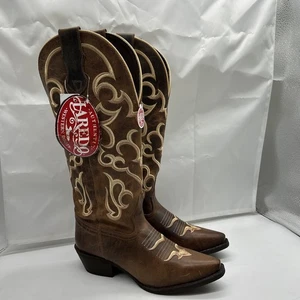Neu im Karton Laredo Westernstiefel Damengröße 6 braun bestickt kniehoch Snip Toe - Bild 1 von 14