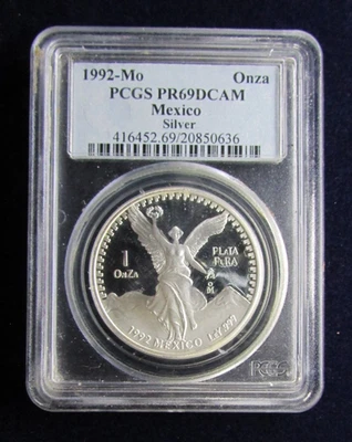 1992-Mo  Mexican Silver Onza PCGS PR69DCAM - Image 1 of 2