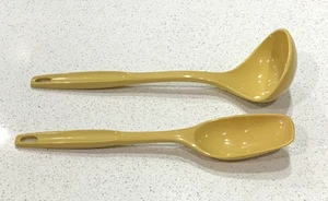 Vintage Foley 2 Nylon Plastic MCM Kitchen Utensils Harvest Gold Ladle Server GC - Picture 1 of 3