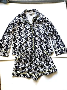 Disney parks Mickey Black & White Diamond Pajamas Sleep Set Top & Shorts M NWT - Picture 1 of 5