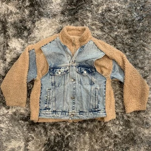 Blank NYC - Chaqueta Bear Hug polar y denim difusa Wuzzy - Talla grande - Imagen 1 de 7