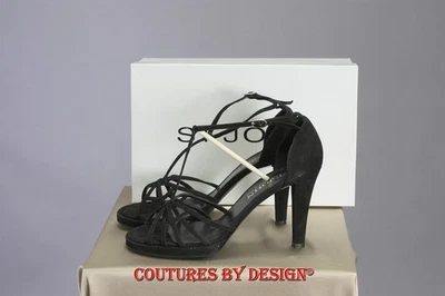 Zapato St John Knits Negro Gamuza Punta abierta 4 pulgadas Tacón Talla 9.5 Nuevo en caja Precio de venta sugerido por el fabricante $395 Foto 1 de 4