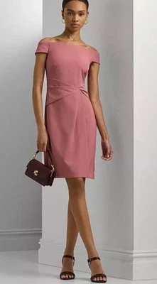 Lauren Ralph Lauren Women's Dress Twisted Off-The-Shoulder Sz:8 Rose Blush NWT - Image 1 of 4