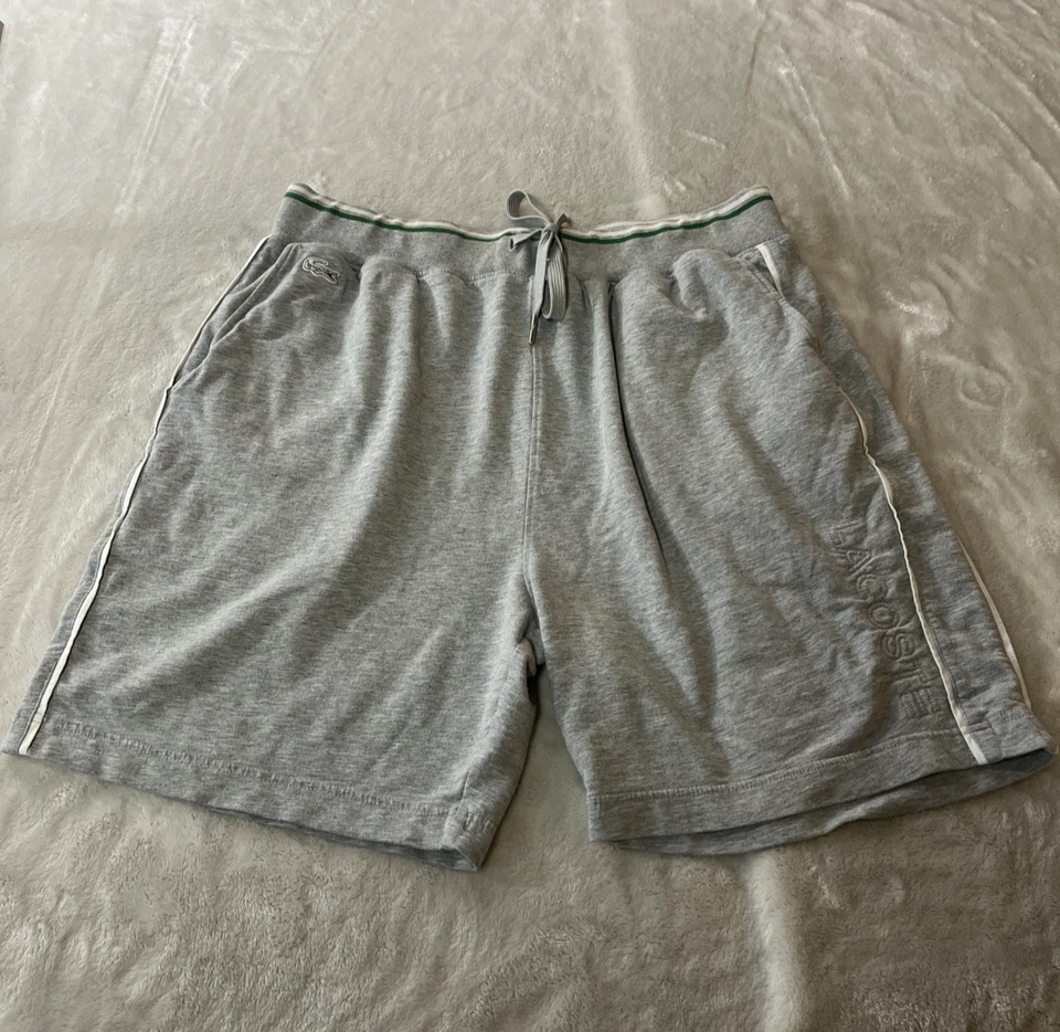 Lacoste Hombres XL Ropa de Dormir Pijama Pantalones Cortos Gris Jaspeado Verde Deletrear Logo Comodidad Foto 1 de 4