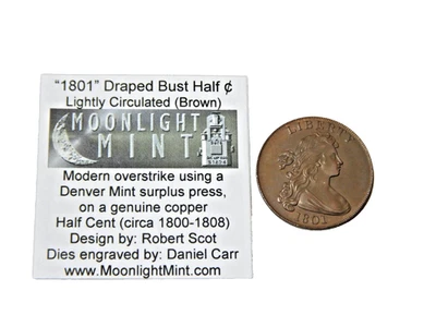 Rare 1801 Draped Bust 1/2 1/200 half cent overstrike Daniel Carr FANTASY STRIKE - Image 1 of 4