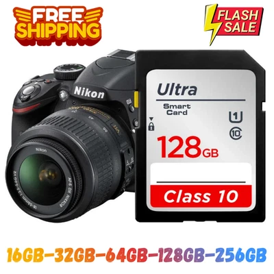 16GB-256GB Normal Full Size Flash SD Memory Card High Speed for Camera Gift - Image 1 of 4