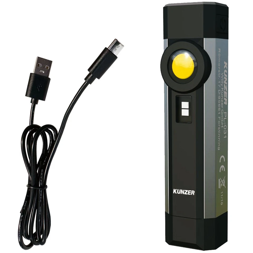 Kunzer PL-031 Arbeitslampe mit COB-Technik und UV-Licht - Silber/Schwarz