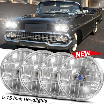 Faros halógenos redondos de haz alto/bajo de 5,75" 5-3/4" para Chevy Impala 1958-1976 4 piezas Foto 1 de 4