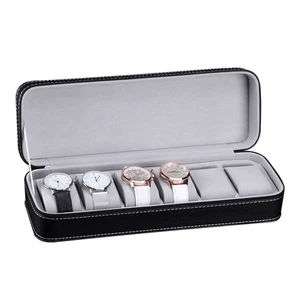 6/10/12 Slots Watch Box PU Leather Wristwatch Display Storage Case Organizer - Picture 1 of 10