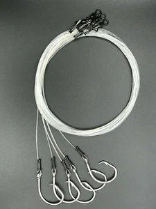 PACK DE 5 - 5' 250 LB 13/0 GANCHO MOSTAZA FLETÁN TIBURÓN MERO APAREJO - Imagen 1 de 2