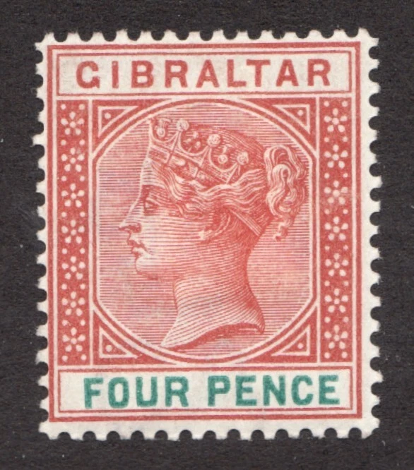 1898 Gibraltar Sc# 17 - Four Pence - Queen Victoria - MH HR Cv$21 - Image 1 of 1
